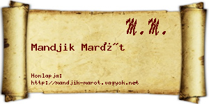 Mandjik Marót névjegykártya